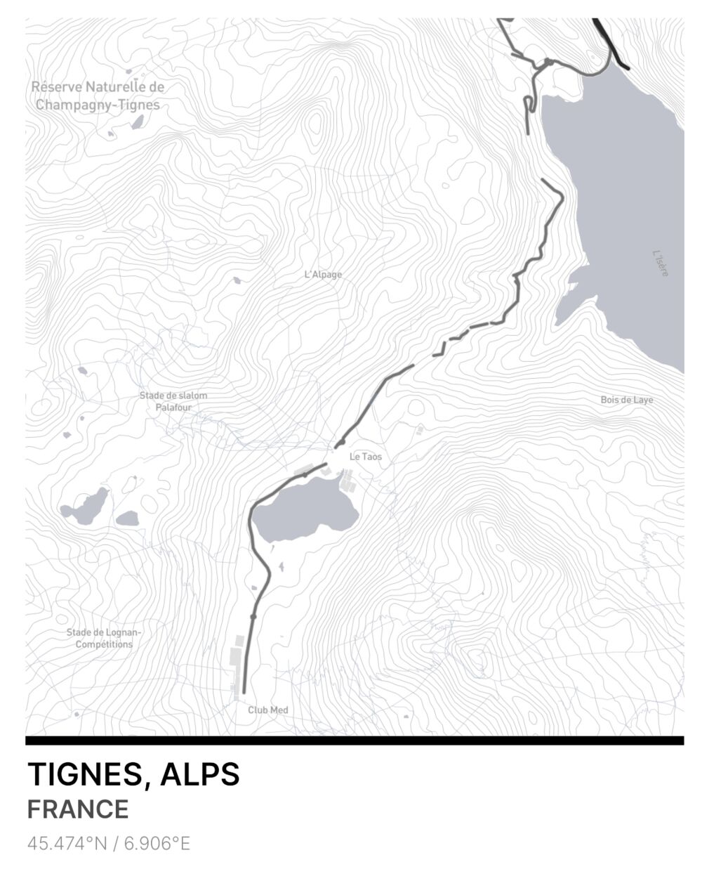 Map of tignes